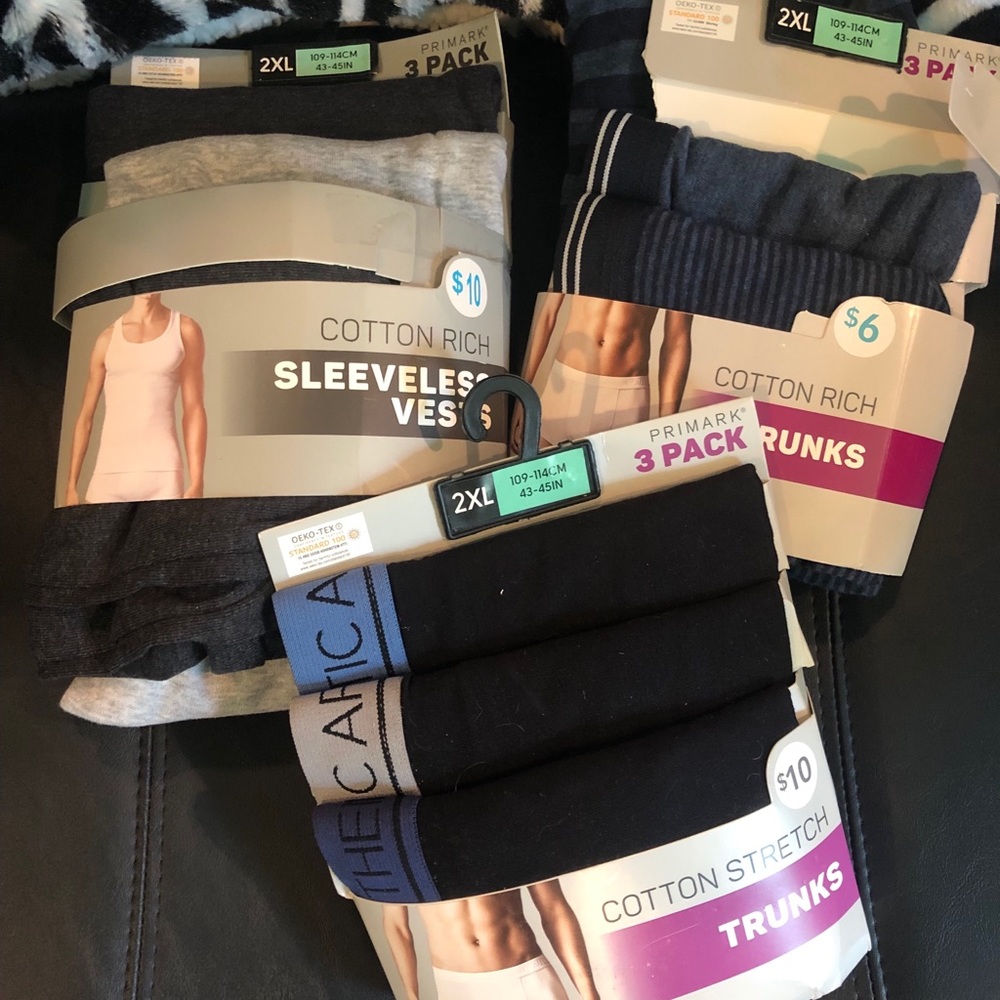 PRIMARK Men’s XXL Trunks (6) & Tanks (3) NWT